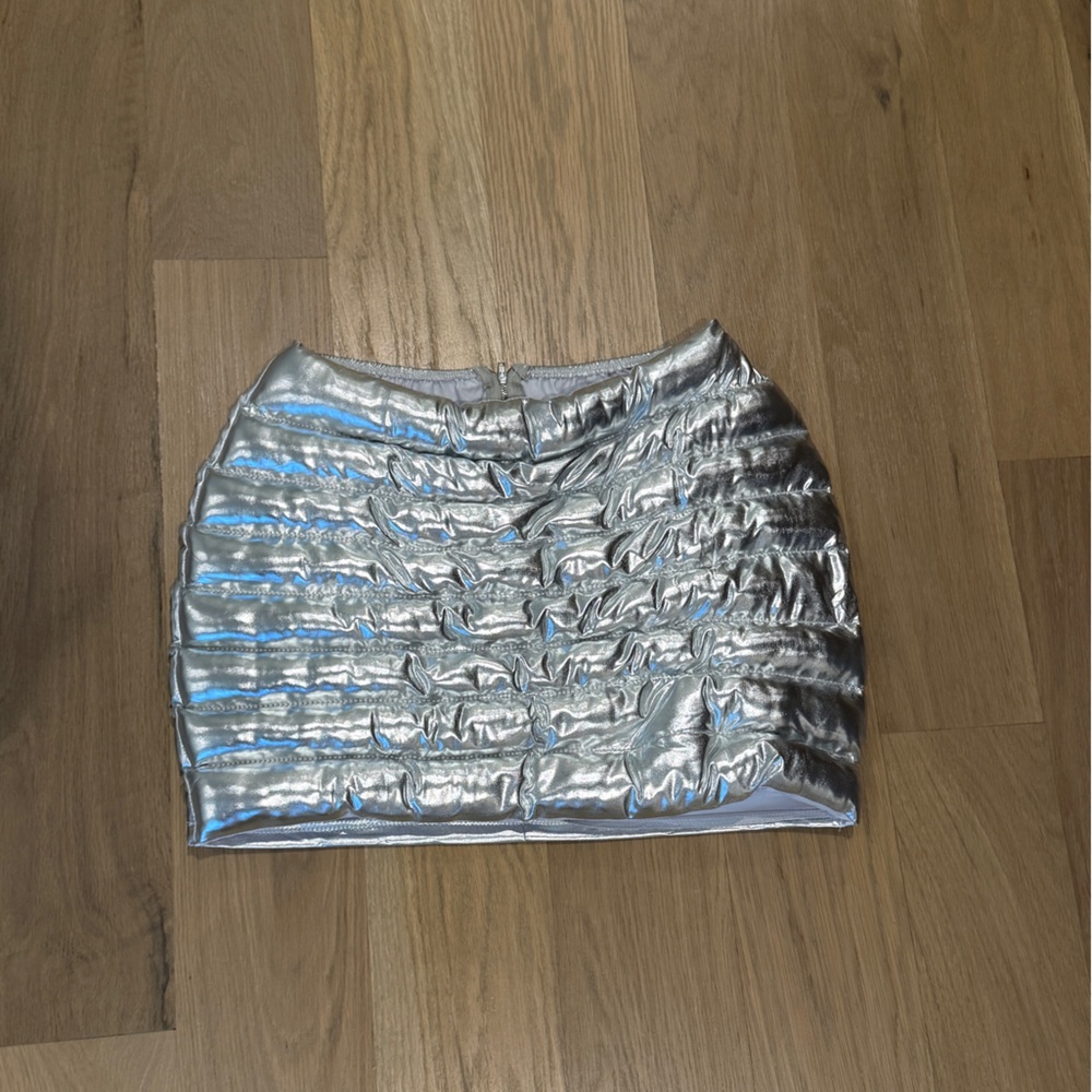 Silver Quilted Bubble Skirt